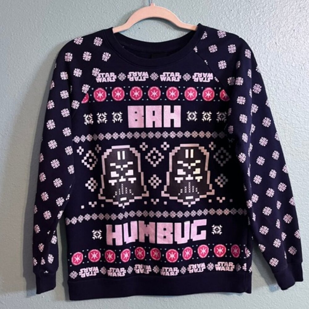 Womans Star Wars Pixalated "Bah Humbug" Christmas Ugly Sweater (M)